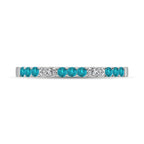 14K White Gold 1/4 Ct.tw Alternate 9 Aquamarine and 4 Diamond Machine Band