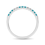 14K White Gold 1/4 Ct.tw Alternate 9 Aquamarine and 4 Diamond Machine Band