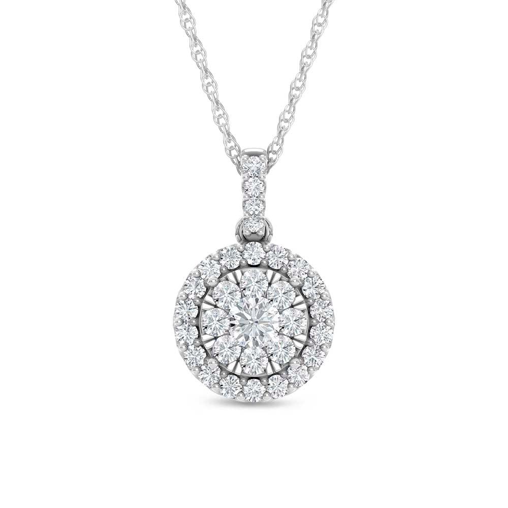 14K White Gold 3/4 Ct.tw Invisible Diamond Fashion Pendant