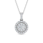 14K White Gold 3/4 Ct.tw Invisible Diamond Fashion Pendant
