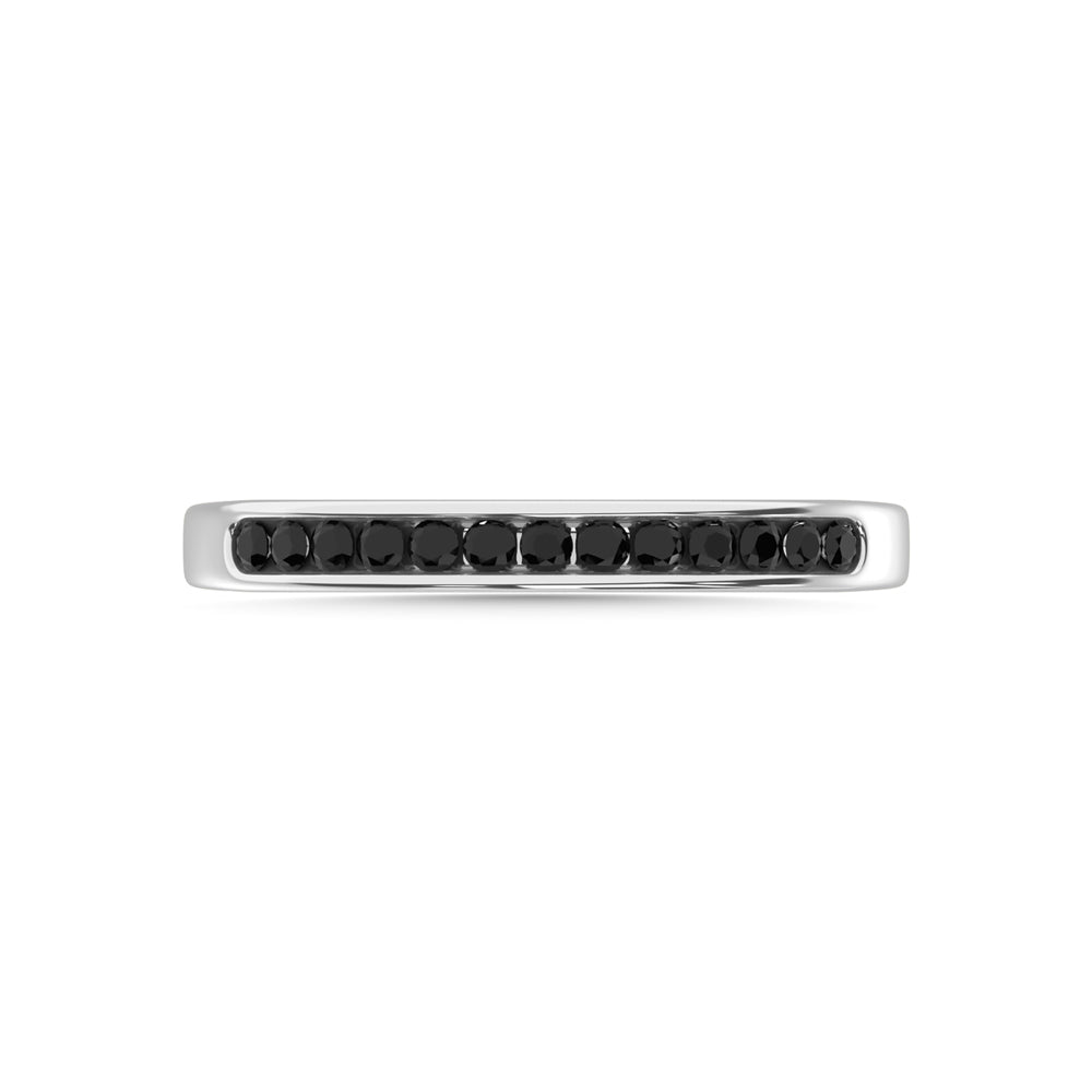 14K White Gold 1/6 Ct.tw Black Diamond Machine Band
