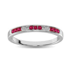 14K White Gold 1/5 Ct.tw Ruby & Diamond Machine Band