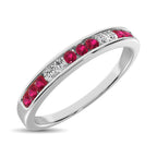 14K White Gold 1/5 Ct.tw Ruby & Diamond Machine Band