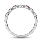 Diamond 1/5 Ct.Tw. And Ruby Stack Band in 14K White Gold ( 3 Diamond and 4 Ruby )