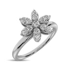 10K White Gold 1/4 Ct.tw Diamond Flower Ring