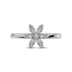 10K White Gold 1/4 Ct.tw Diamond Flower Ring