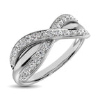10K White Gold 1/4 Ct.Tw. Diamond Cross Over Ring