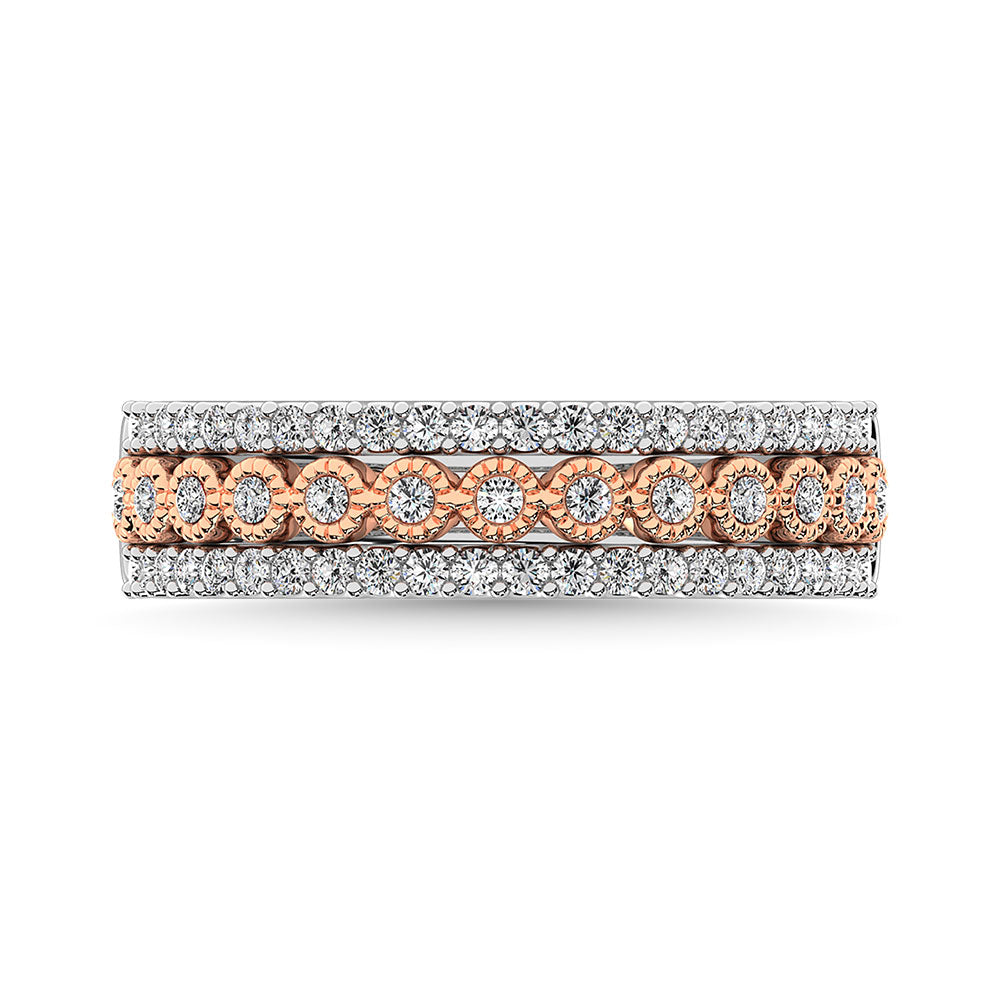 10K Two Tone Gold Square and Marquise Frame 2/5 Ct.Tw. Diamond Fashion Ring