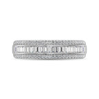 14K White Gold Round and Baguette Diamond 2/5 Ct.Tw. Anniversary Band
