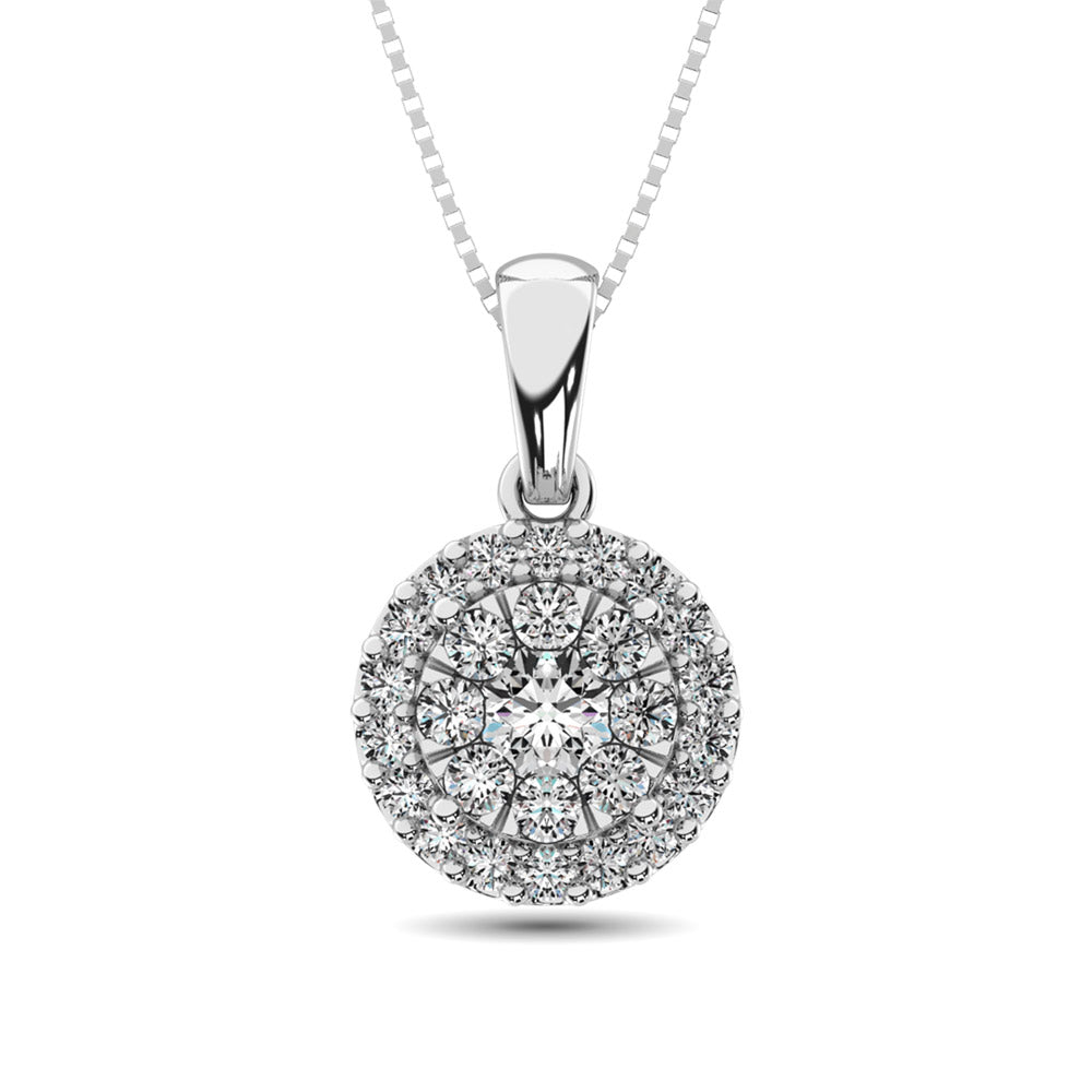 Diamond Fashion Pendant 5/8 Ct.tw Round Cut in 14K White Gold