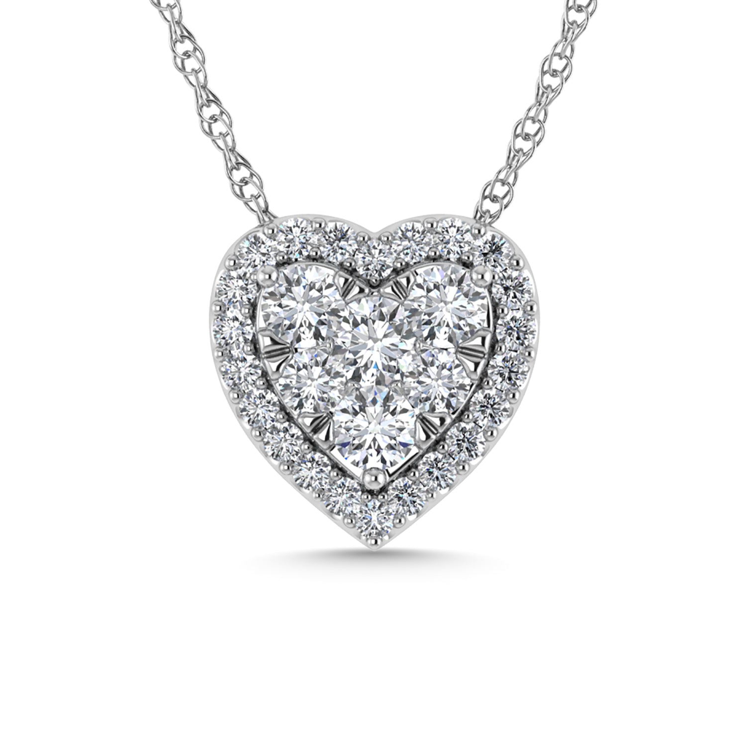 Diamond 1 Ct.Tw. Heart Pendant in 14K White Gold