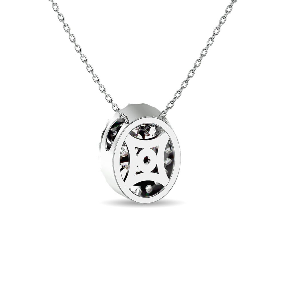Diamond 1/2 Ct.tw Oval Shape Cluster Pendant  in 14K White Gold
