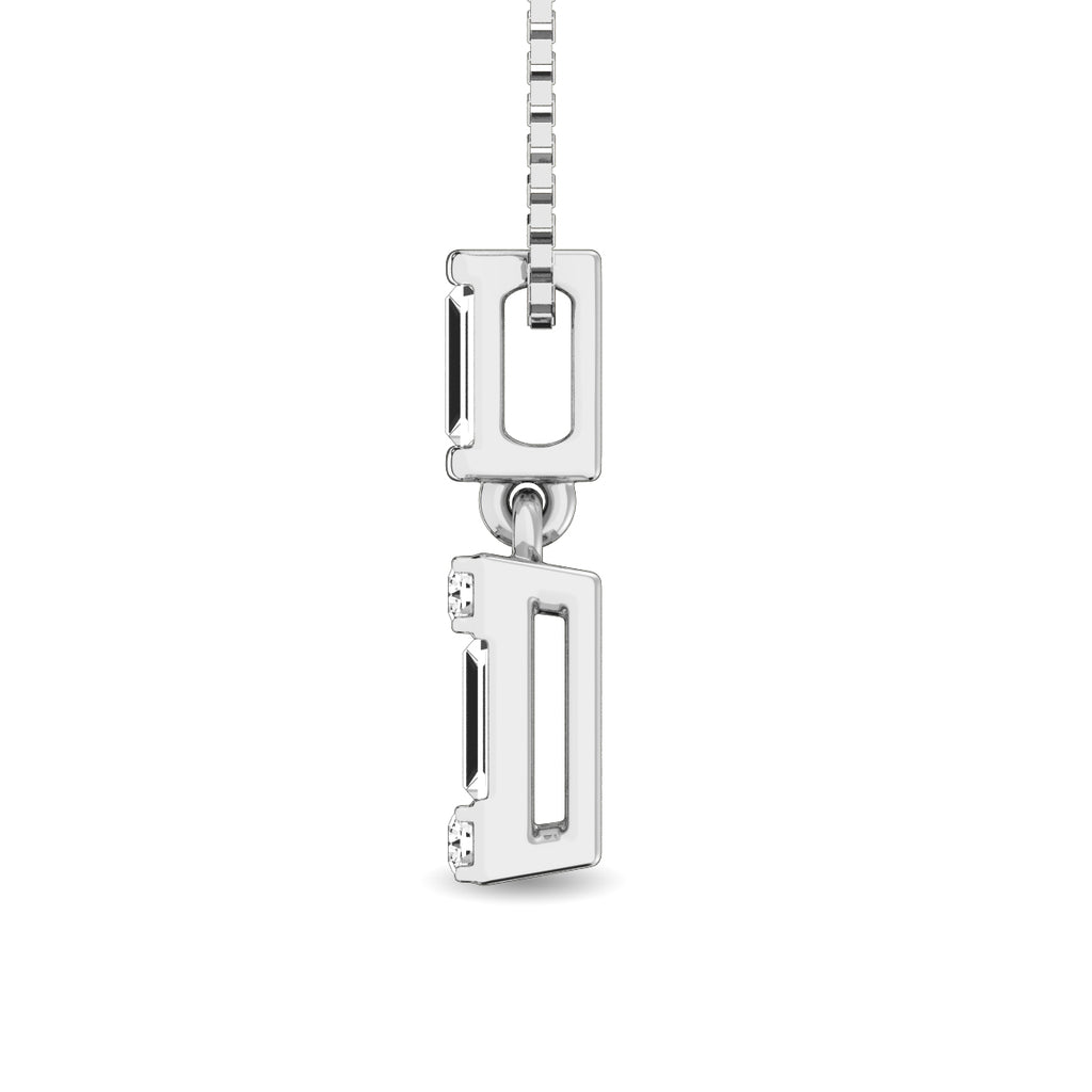 Diamond 1/6 Ct.Tw. Round and Baguette Fashion Pendant in 14K White Gold