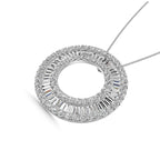 Diamond 1 Ct.Tw. Circle Round and Straight Baguette Fashion Pendant in 14K White Gold