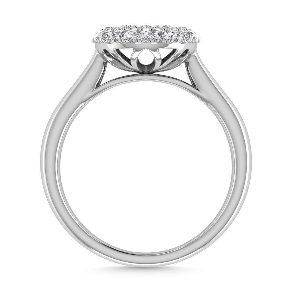 Diamond 1/2 Ct.Tw. Cluster Fashion Ring in 14K White Gold