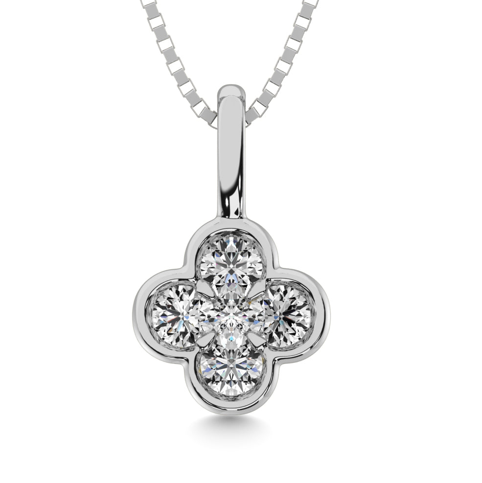 Diamond 1/5 Ct.tw Clover Pendant in 14K White Gold