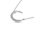 Diamond 1/10 Ct.tw Round Cut Moon Necklace in 14K White Gold