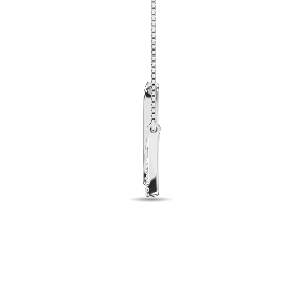 Diamond 1/10 Ct.tw Round Cut Moon Necklace in 14K White Gold