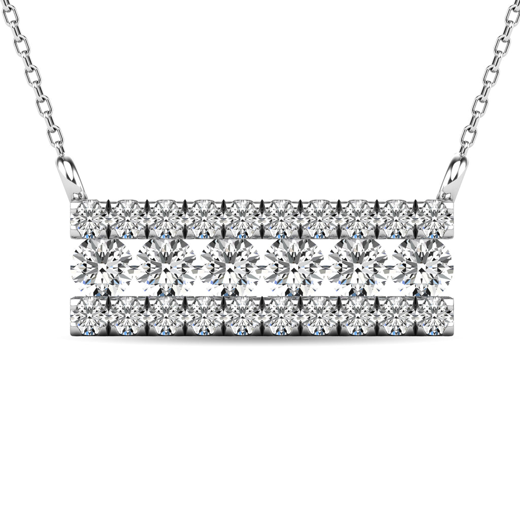 Diamond 1/4 Ct.tw Bar Necklace in 14K White Gold