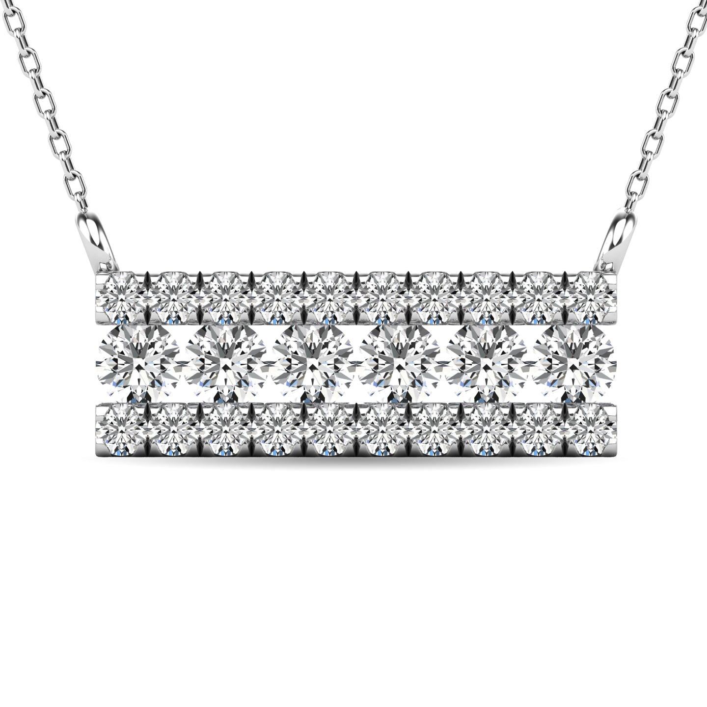 Diamond 1/4 Ct.tw Bar Necklace in 14K White Gold