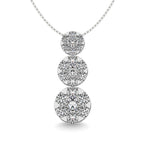 Diamond 1 1/2 Ct.tw Three Stone Flower Pendant in 14K White Gold