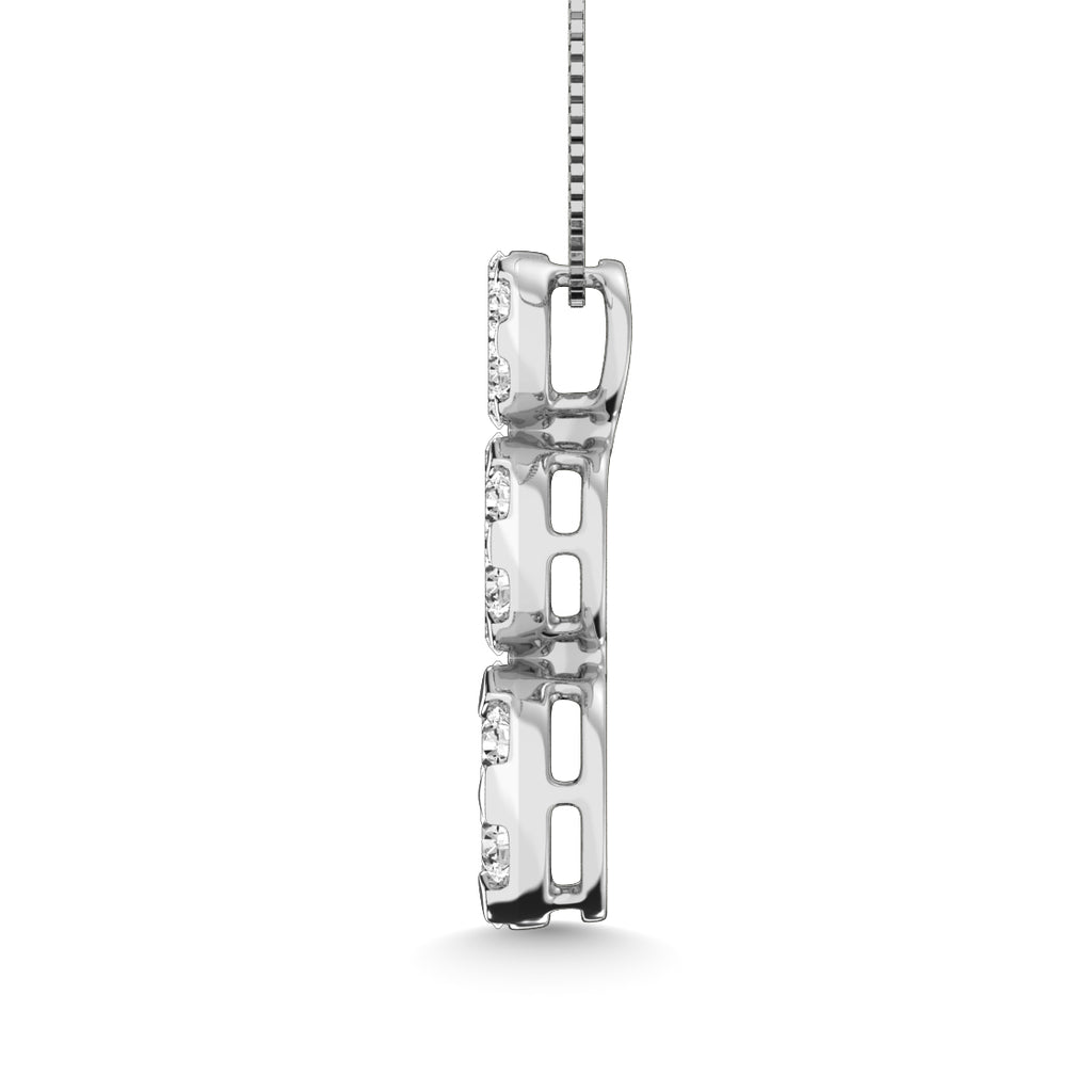Diamond 1 1/2 Ct.tw Three Stone Flower Pendant in 14K White Gold