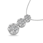 Diamond 2 Ct.tw Three Stone Flower Pendant in 14K White Gold