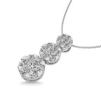 Diamond 1 Ct.tw Three Stone Flower Pendant in 14K White Gold