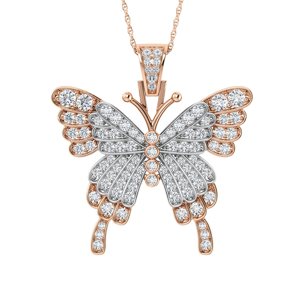 Diamond 1 3/8 Ct.Tw. Butterfly Pendant in 10K Two Tone