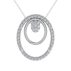 14K White Gold 1/2 Ct.Tw. Round Diamond Double Oval Shape Pendant