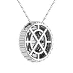 14K White Gold 3/4.Tw. Round and Tapper Diamond Invisible Oval Shape Pendant Pendant