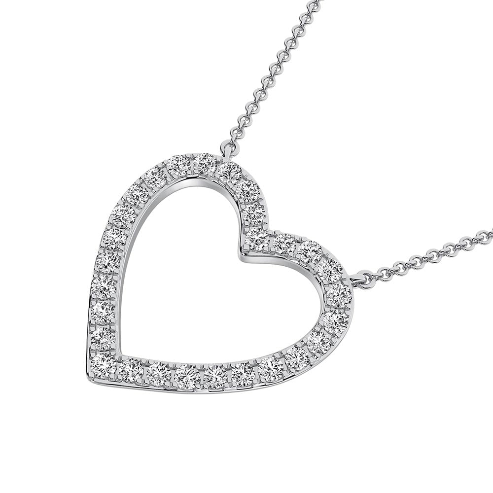10K White Gold Diamond 1 Ct.Tw. Heart Necklace