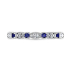 14K White Gold  1/4 Ct.Tw. Diamond and Blue Sapphire  Stackable Band