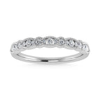 14K White Gold  1/4 Ct.Tw. Diamond and Emerald  Stackable Band
