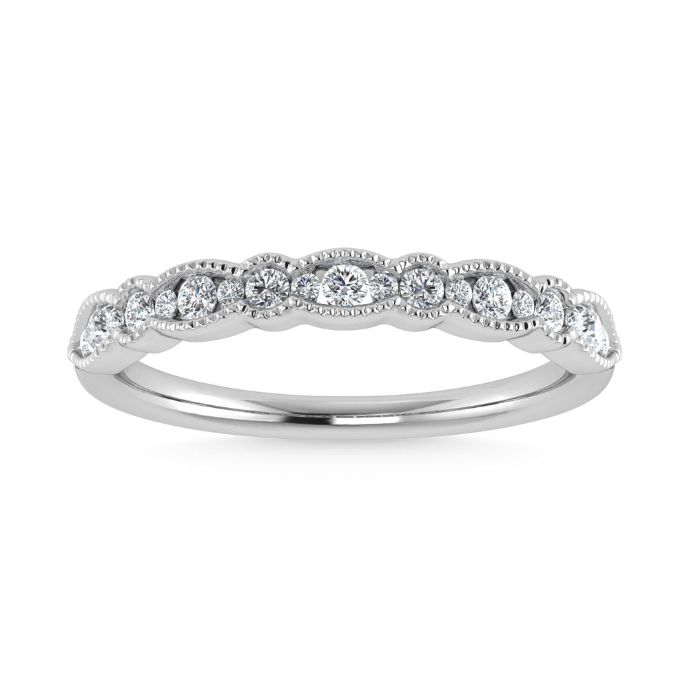 14K White Gold  1/4 Ct.Tw. Diamond and Emerald  Stackable Band