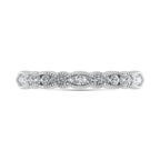 14K White Gold  1/4 Ct.Tw. Diamond and Emerald  Stackable Band
