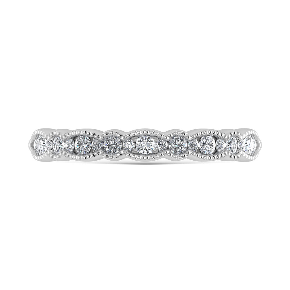 14K White Gold  1/4 Ct.Tw. Diamond and Emerald  Stackable Band