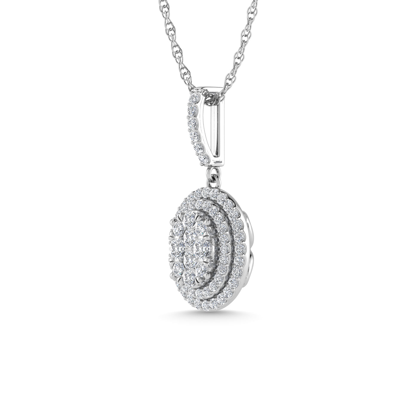 Diamond 3/4 Ct.Tw. Cluster Pendants in 14K White Gold