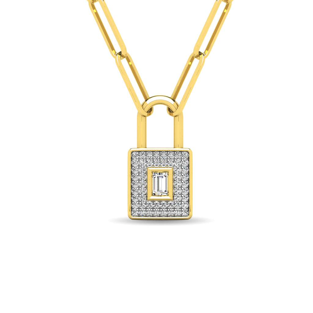 Diamond 1/5 Ct.Tw. Lock Pendant in 10K Yellow Gold