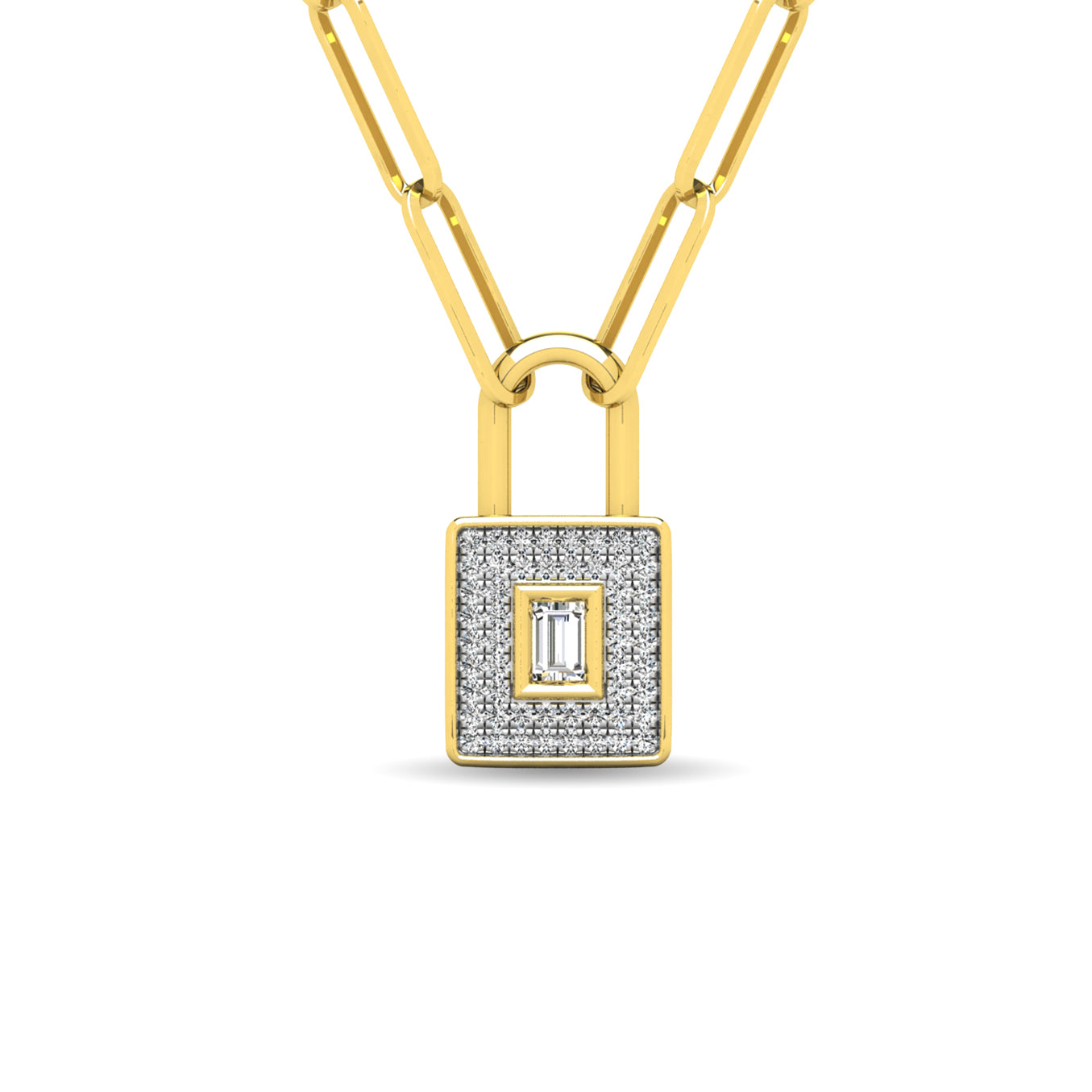 Diamond 1/5 Ct.Tw. Lock Pendant in 10K Yellow Gold
