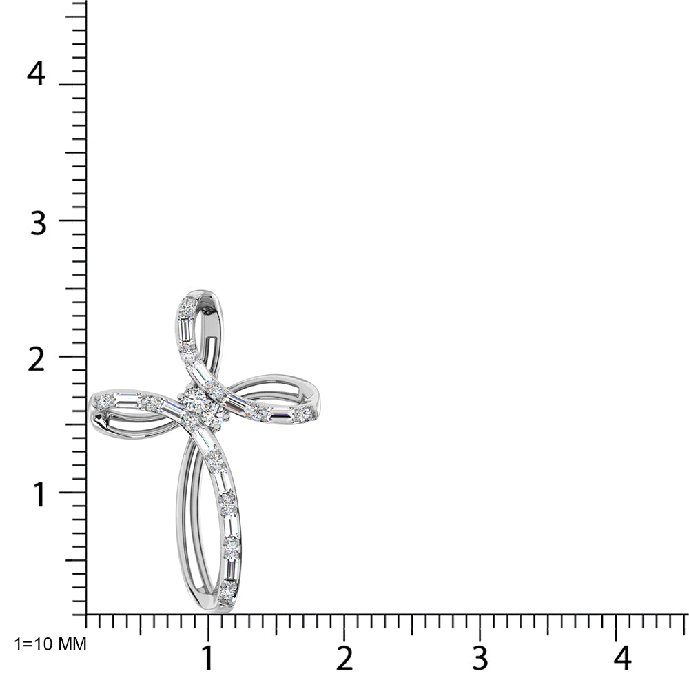 14K White Gold Diamond 1/5 Ct.Tw. Cross Pendant