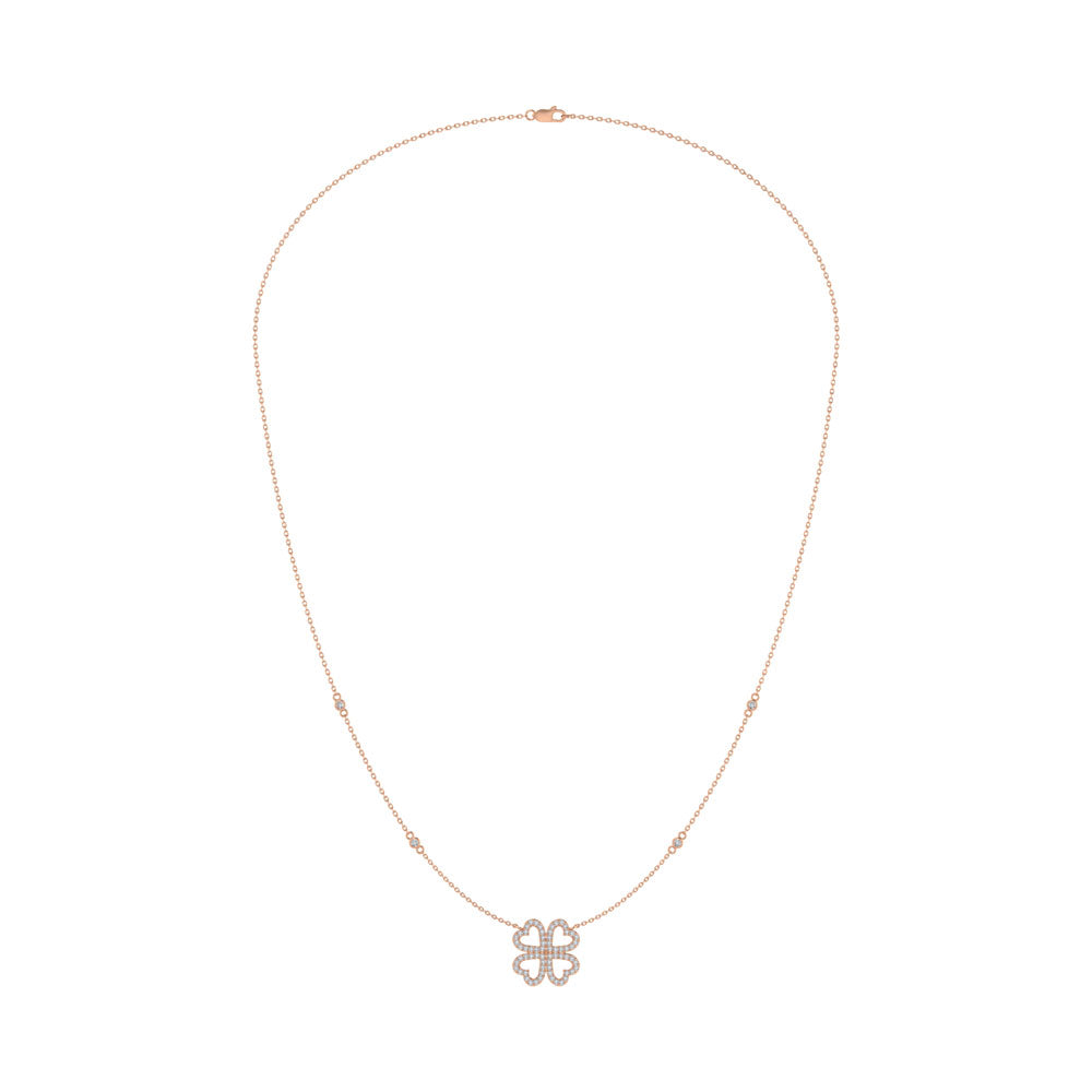 14K Rose Gold Diamond 1/3 Ct.Tw. Flower Necklace (18 inches)