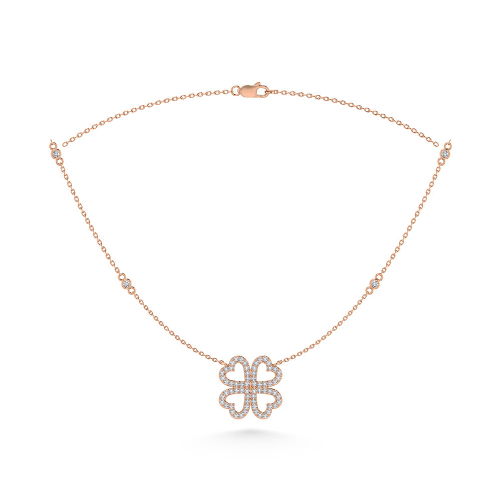 14K Rose Gold Diamond 1/3 Ct.Tw. Flower Necklace (18 inches)