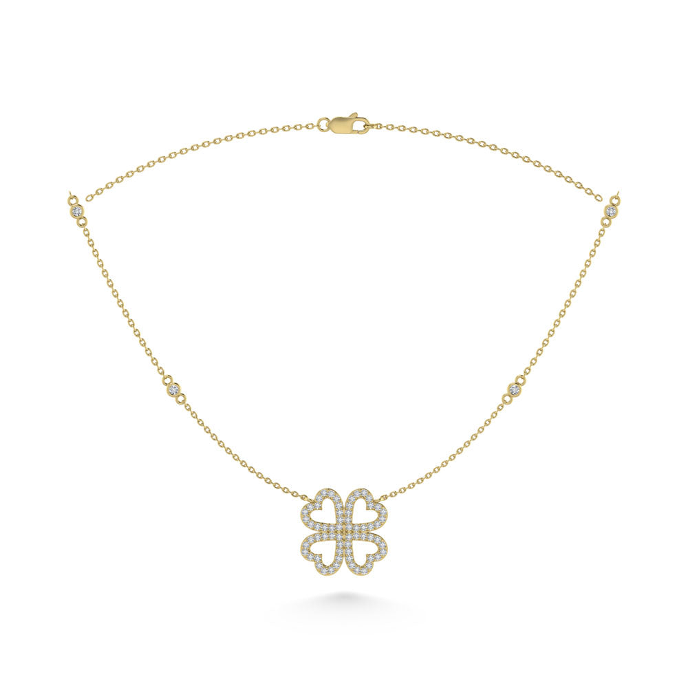 14K Yellow Gold Diamond 1/3 Ct.Tw. Flower Necklace (18 inches)