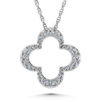 14K White Gold Diamond 1/8.Ct. Tw. Four Leaf Clover Pendant