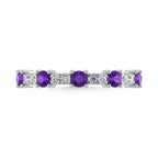 14K White Gold Diamond 1/2 Ct. Tw. Alternate Diamond and Amythyst Stackable Band