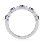 14K White Gold Diamond 1/2 Ct. Tw. Alternate Diamond and Amythyst Stackable Band