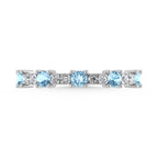 14K White Gold Diamond 3/8 Ct. Tw. Alternate Diamond and Aquamarine Stackable Band