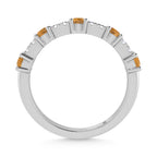 14K White Gold Diamond 1/2 Ct. Tw. Alternate Diamond and Citrine Stackable Band