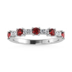 14K White Gold Diamond 1/2 Ct. Tw. Alternate Diamond and Garnet Stackable Band